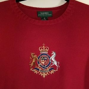 LAUREN RALPH LAUREN NKIT SWEATER SZ M RED RN54050